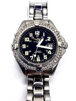 Breitling Colt 44mm Diamond Bezel Automatic Watch St. Steel Band Box #63 • $3250