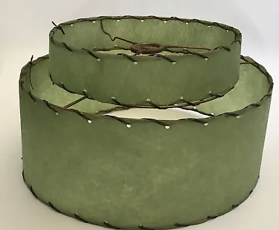 Vintage MCM Retro Double 2 Tier Fiberglass Green Lamp Shade *Read • $74.99