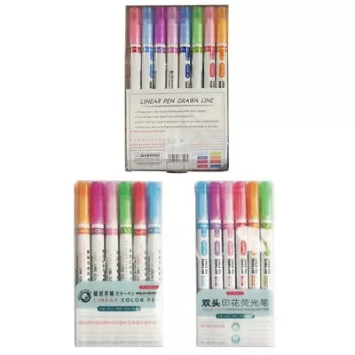 6/8 Color Colorful Pens Dual-tip Marker Pens For DIY Scrapbooking Calendar • £4.60