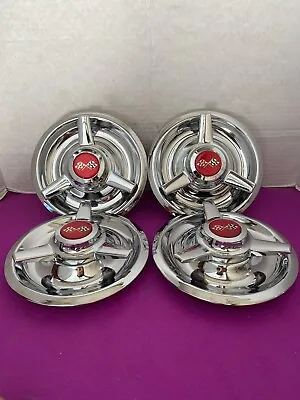 $99.99 • Buy (4) 3 Bar Spinners Center Caps For Chevy Rally Wheels 7 , Red Flags Decals