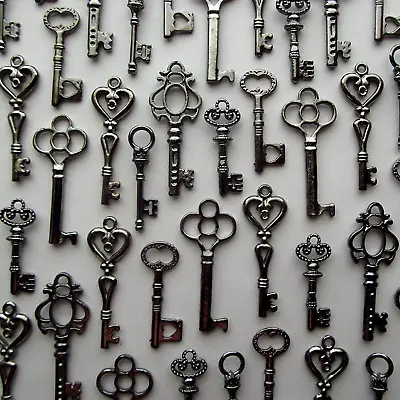$10.15 • Buy Lot Of 48 Vintage Style Antique Skeleton Furniture Cabinet Old Lock Keys Jewelry