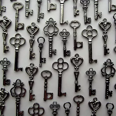 Lot Of 48 Vintage Style Antique Skeleton Furniture Cabinet Old Lock Keys Jewelry • $10.15