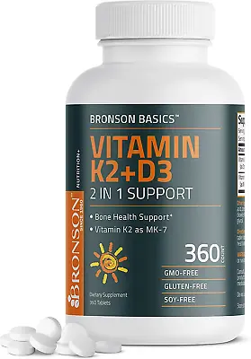 $31.34 • Buy Bronson Vitamin K2 D3 (MK7) Supplement Non-Gmo Formula 5000IU (125 Mcg) Vitamin 