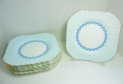 Excellent Condition Minton Cheviot Blue Luncheon Square Plates • $34.99