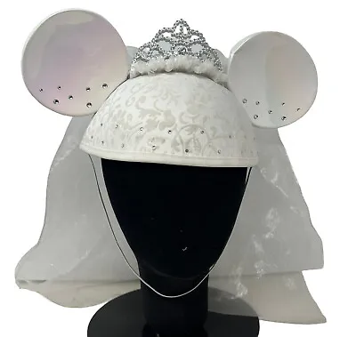 Walt Disney World Parks Mickey Minnie Mouse Ears Bride Bridal Wedding Veal White • $17.95