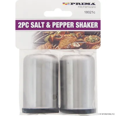 New Set Of 2 Salt Pepper Shaker Kitchen Condiment Retro Dispenser Steel Cooking • £1.99