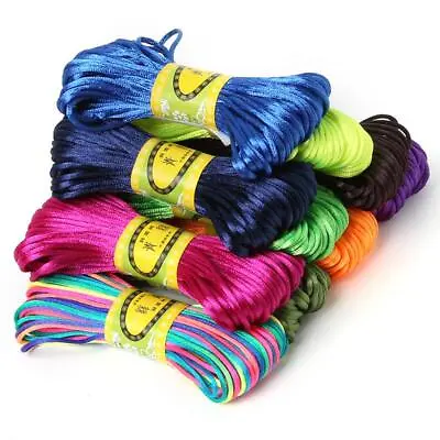 £1.90 • Buy 20 Meter 3mm Braided Macrame Satin Silk Cord Chinese Knot Nylon Rattail Thread