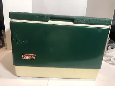 VINTAGE Coleman Metal & Plastic Green 18  X 11  X 13  Cooler Ice Box Chest • $79.94