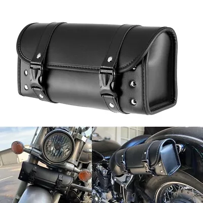 Motorcycle Front Fork Tool Bag SaddleBag Storage Pouch Luggage Handlebar Leather • $24.99