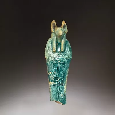 Ancient Egyptian Glazed Faience God Anubis Statue Showing Hieroglyphics • £0.99