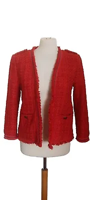 Next Red Tweed Style Jacket 3/4 Length Sleeves Size 14 • $25.27