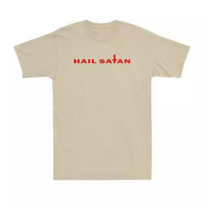 Hail Satan T-shirt Inverted Cross Lucifer Devil Funny Gift Men's Black T-Shirt • £13.99