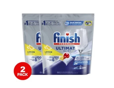$49 • Buy 2 Pack Finish Ultimate All In One Lemon Sparkle 100 Tablets