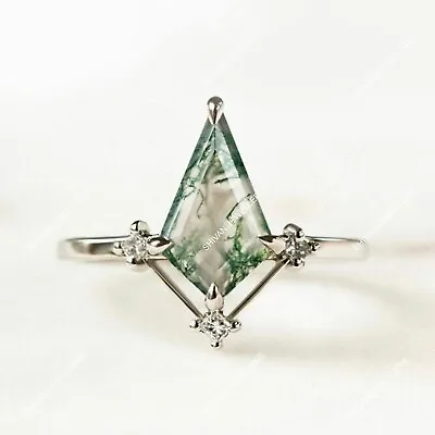 Natural Moss Agate Ring Kite Ring Midi Ring Engagement Ring 925 Sterling Silver • $16.89