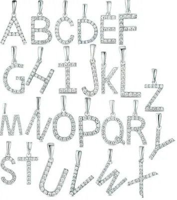 925 Sterling Silver Initial Alphabet Letter A To Z A-Z CZ Charm Necklace Pendant • $10.99