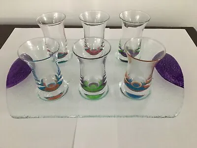 $15.50 • Buy Dansk Spectra Cordial Glass Set Of 6 Glasses With Tray