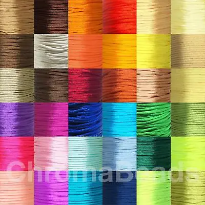 Silky 2mm Satin Rattail Cord 80+ Colours 5m/10m/20m Kumihimo Braiding Knotting • £1.85