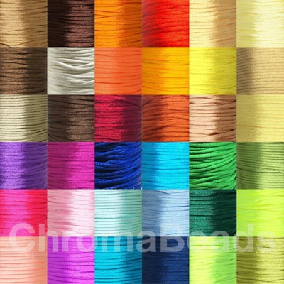 Silky 2mm Satin Rattail Cord 80+ Colours 5m/10m/20m Kumihimo Braiding Knotting • £1.85