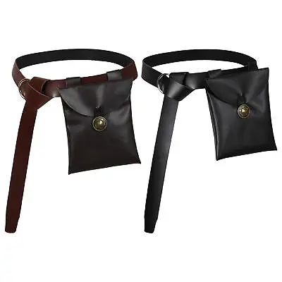 Renaissance Belt PU Leather Medieval Belt With Waist Pouch Bag Viking Cosplay • $17.65