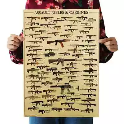 Assault Rifles & Carbines Vintage Kraft Paper Poster 14  X 20  NEW! • $6.98