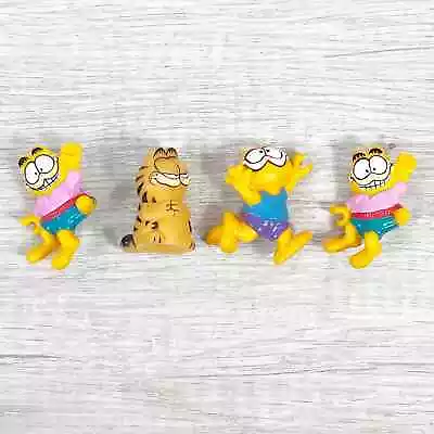 Vintage Garfield PVC Plastic 2” Mini Figures 80s Toys Cake Toppers Lot Of 4 GUC • $10