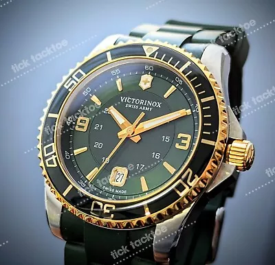 Victorinox Maverick Large 43mm Green Golden Dial Gorgeous Dress Watch  • $439.89