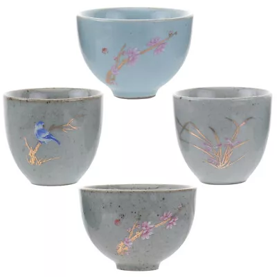 4pc Japanese Ceramic Tea Cup Set For Matcha Ceremony And Espresso Shots-KR • £16.88