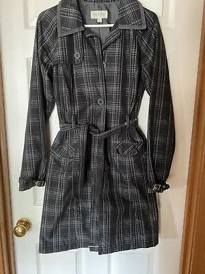 Merona Plaid Button Down Belted Rain Trench Coat Medium • $18