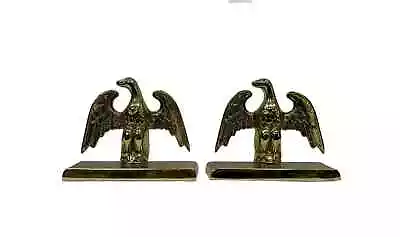 Pair Of Bright Brass Spread Eagle Heavy BookendsVirginia Metalcrafters Mrkd8-14 • $79