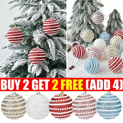 2x8cm Christmas Large Baubles Tree Balls Party Wedding Ornament Xmas-Decor Party • £7