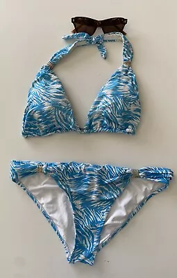 Melissa Odabash Blue/white Triangle Bikini 12/12 • £38