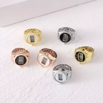 Alloy Ring Watch Quartz Round Quartz Finger Rings Creative Elastic Rings  Men • $9.08