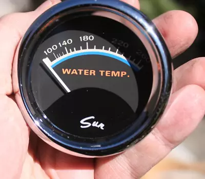 Sun Vintage 2 5/8  Blueline Water Temperature Gauge W/ Glass Lens - BWT81 • $219