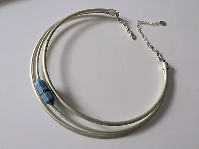 Silver Tone Marks And Spencer M&S Blue Stone Bib Collar Style Necklace • £6.99