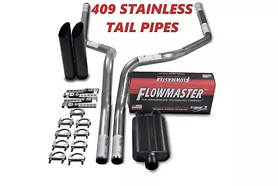 98-03 Ford F-150 Stainless 2.5  Dual Exhaust Kit Flowmaster Super 44 Black Tips • $376.22