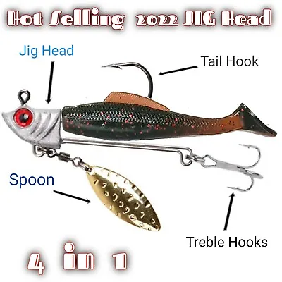Set Of 3 Jig Head Hooks Mega Bass Rig Crappie Lures Saltwater Lead Head 15/10/7g • $12