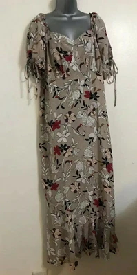 £13.99 • Buy NEW Ex Plus Size Beige Floral Peplum Hem Summer Long Maxi Dress Size 18-30