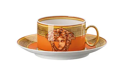 Versace Rosenthal Medusa Amplified OrangeCoin- Tea Cup & Saucer - New Collection • $225