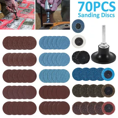 71PCS 2  Roll Lock Sanding Discs Set W/ 1/4 Holder Die Grinder Quick Change Disc • $17.99