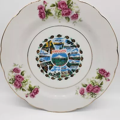 Smith Western Vintage Souvenir Plate Oregon Pacific Wonderland Roses 8 Inches • $5