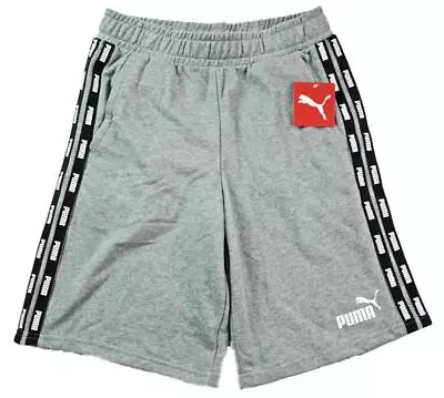 Puma Mens S Fleece Shorts Flat Front Workout Pockets Gym Casual Training Gray • $24.98