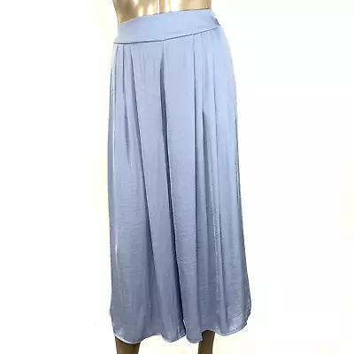 Vince Camuto New Satin Crop Wide Leg High Waist Pants Women Size M Blue Pleated  • $28