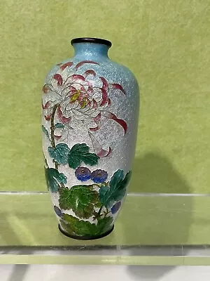 Antique  Japanese Floral Ginbari Cloisonne Vase 5” H • $130