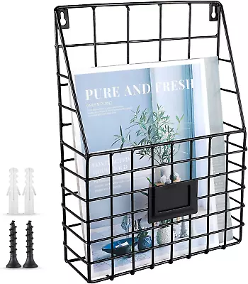Metal Wire Wall Mounted Magazine Holder Wall Hanging Organizer Holder For Files • $42.02