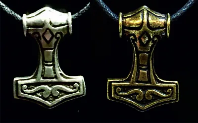 Thors Hammer Pewter Bronze Pendant Necklace Viking Odin Thor Mjolnir Biker • $9.93