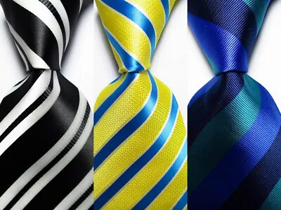 3 Pcs New Classic Striped JACQUARD WOVEN 100% Silk Men's Tie Necktie • $0.01