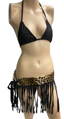 £9.99 • Buy Ladies Sexy Cave Woman Girl Leopard Bikini Skirt Halloween Fancy Dress Size M
