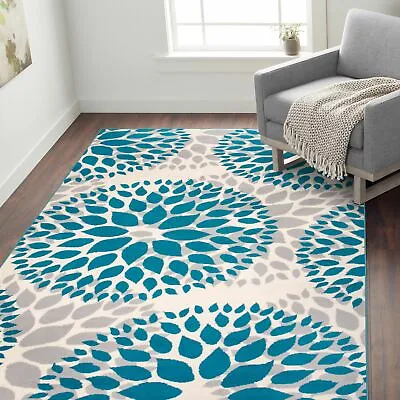 Rugshop Area Rugs Modern Floral Circles Carpet Kitchen Rugs For Living Room 8x10 • $92.40