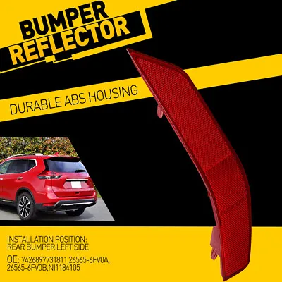 Left Rear Bumper Reflector Driver Side Fit For Nissan Rogue 2017 2018 2019 2020 • $11.99
