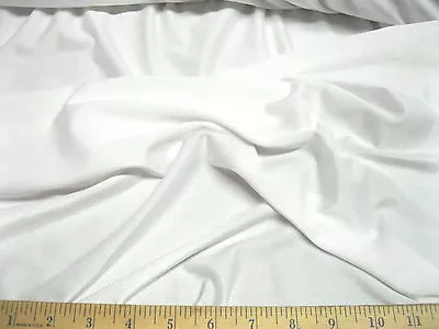 Discount Fabric Polyester Spandex 4 Way Stretch White Matt Finish LY710 • $9.99
